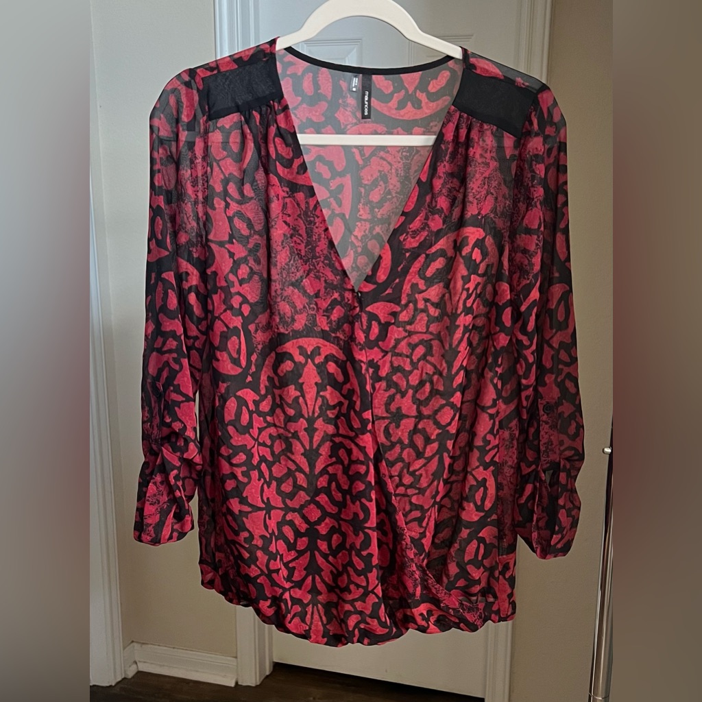 Maurices Red And Black Blouse
